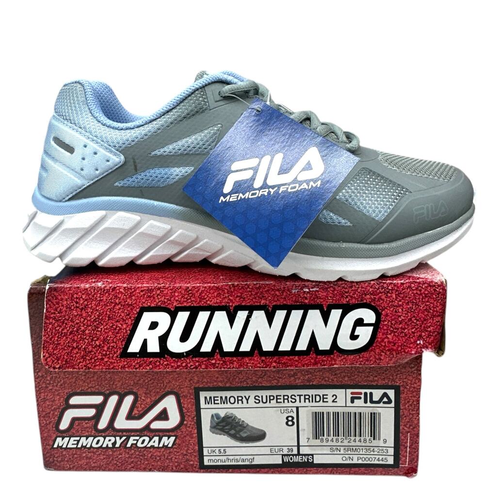 Fila Memory Superstride 2 Women's Size 8 Gray Blue Running Sneakers NWT